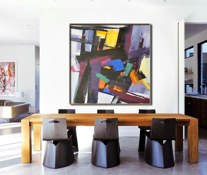 Handmade Large Painting,Oversized Palette Knife Painting Contemporary Art On Canvas,Canvas Wall Art Home Decor,Black,Purple,Pink,Blue,Yellow,Brown.etc